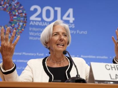 Christine Lagarde, este jueves en su comparecencia en Washington