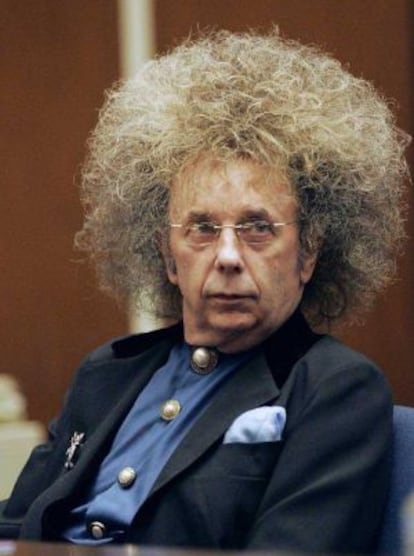 El auténtico Phil Spector en una imagen tomada durante el juicio.