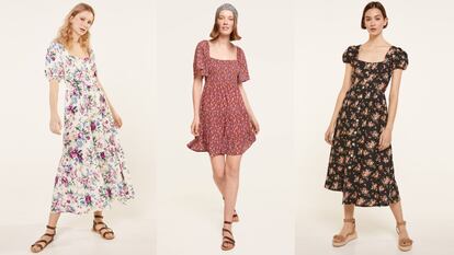 Tres ejemplos de los vestidos de flores que pueden encontrarse en la tienda 'online' MySpringfield.