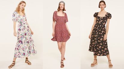 Tres ejemplos de los vestidos de flores que pueden encontrarse en la tienda 'online' MySpringfield.