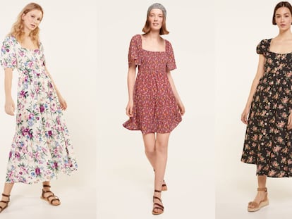 Tres ejemplos de los vestidos de flores que pueden encontrarse en la tienda 'online' MySpringfield.