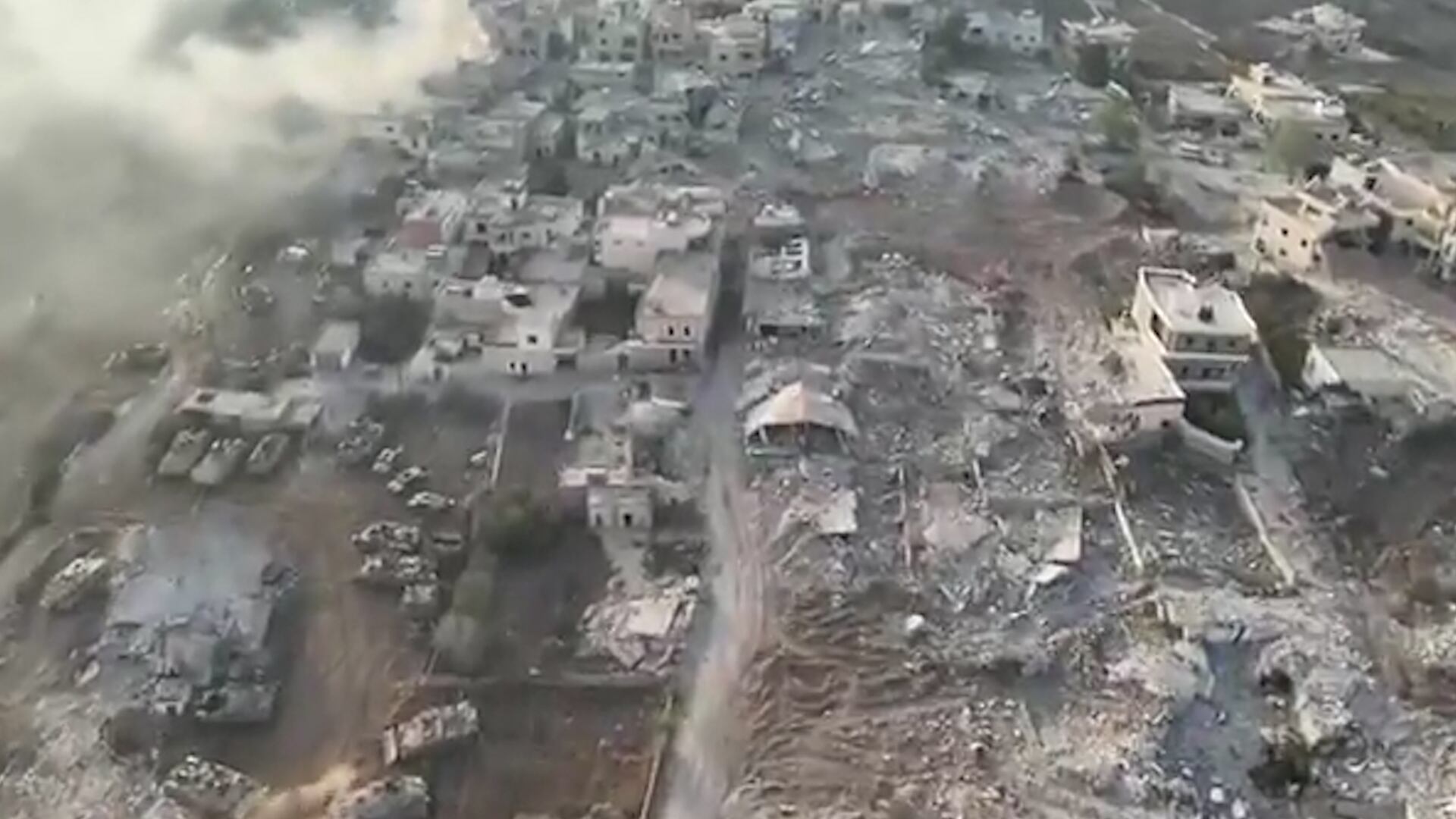 Vídeo | La destrucción en la frontera de Líbano a vista de un dron