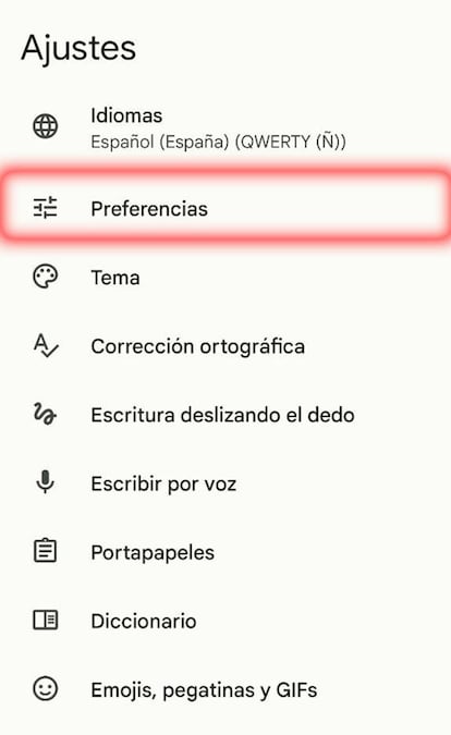 Preferencias Gboard