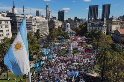 Protesta de piqueteros en la Plaza de Mayo