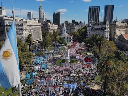 Protesta de piqueteros en la Plaza de Mayo