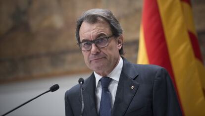 Artur Mas durante su comparecencia en el Palau de la Generalitat.