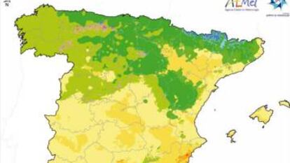 Mapa de la clasificación de los climas de la Península y Baleartes