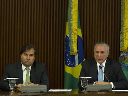 Rodrigo Maia, Michel Temer e Eliseu Padilha.