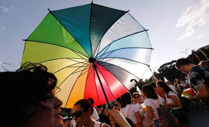 Participantes en la marcha del Orgullo, el año pasado en Madrid.