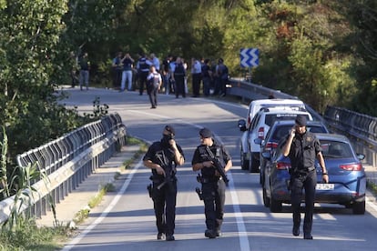 Police operative in the area where the terrorist Younes Abouyaaqoub was caught.