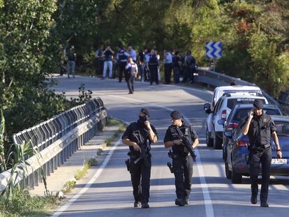 Police operative in the area where the terrorist Younes Abouyaaqoub was caught.