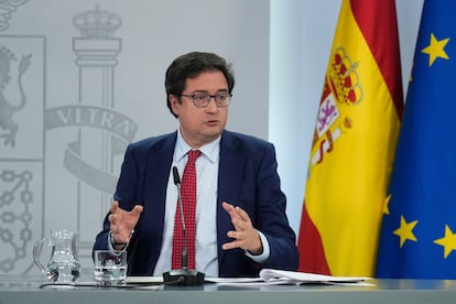 El ministro para la Transformacin Digital y de la Funcin Pblica, ?scar Lpez, este martes en la conferencia de prensa posterior al Consejo de Ministros.