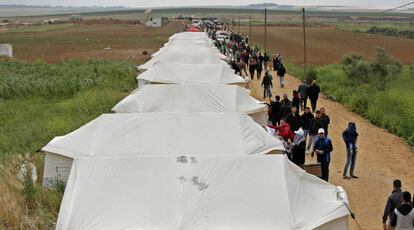 Tendes de campanya per allotjar els assistents a la Marxa de la Tornada a la Franja de Gaza que durarà sis setmanes el 30 de març del 2018.