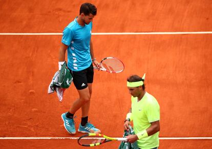 Rafael Nadal (en primer término) y Dominic Thiem, durante el partido.