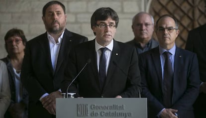Intervenci&oacute; de Carles Puigdemont al Palau de la Generalitat.