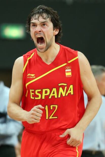 Sergio Llull celebra una canasta en el partido ante Australia.