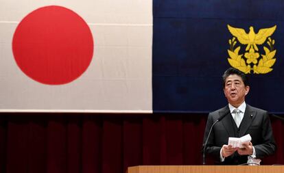 El primer ministro de Japón, Shinzo Abe, durante un discurso el pasado 17 de marzo.