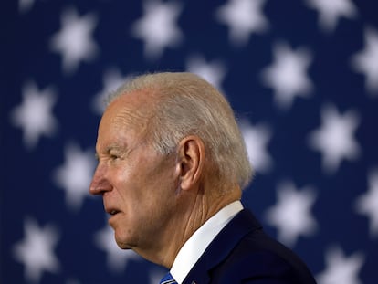 US President Joe Biden at an event at the University of Tampa (Florida).