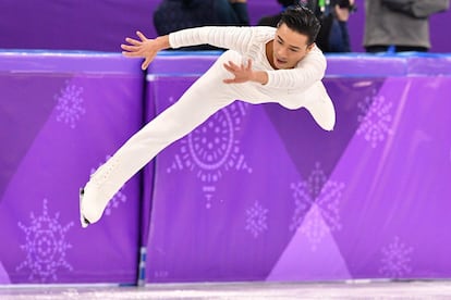 El español Felipe Montoya durante el programa corto de patinaje artístico en el Gangneung Ice Arena, en Gangneung (Corea del Sur), el 16 de febrero de 2018.