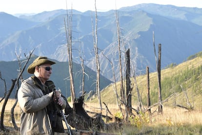 El presidente de Rusia, Vladímir Putin, durante su visita a la región de Tuva en Siberia (Rusia), el 26 de agosto de 2018.