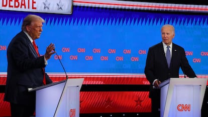 Un momento del debate televisado entre Joe Biden y Donald Trump.