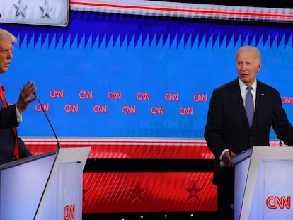 Un momento del debate televisado entre Joe Biden y Donald Trump.