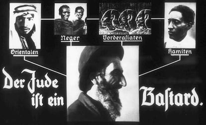 "El judío es un bastardo" y conectado con personas de otras 'razas' que los nazis consideraban inferiores, como orientales, negros o camitas.