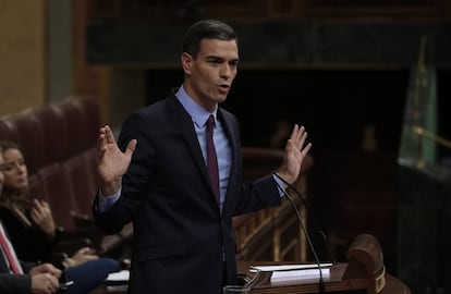 Pedro Sánchez, en la sesión parlamentaria del miércoles, 12 de diciembre.