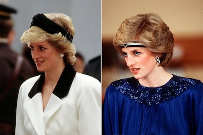 Lady Di jugó como pocas con las posibilidades que le regalaba la diadema. Desde modelos clásicos que utilizaba para rematar sus estilismos a cintas de deporte para esquiar en Suiza. También tiró de joyero real y, como las flappers, dio la vuelta a varias tiaras y las llevó sobre la frente.