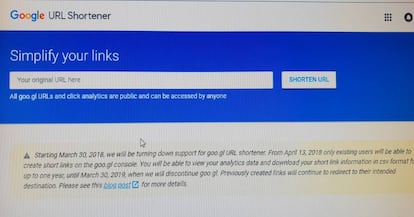 Acortador de enlaces de Google.