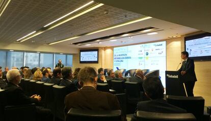 El consejero delegado del Banco Sabadell, Jaime Guardiola, en la presentación del barómetro.