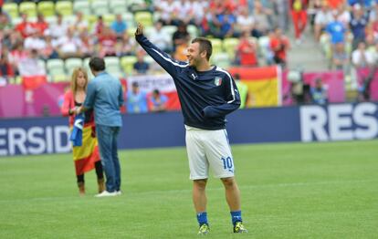 Antonio Cassano, antes del partido ante España