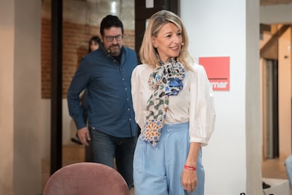 Yolanda Díaz, este sábado en un acto de Sumar en Madrid. 