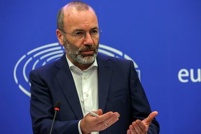 El presidente del Partido Popular Europeo, Manfred Weber, en una rueda de prensa en octubre en Estrasburgo (Francia).