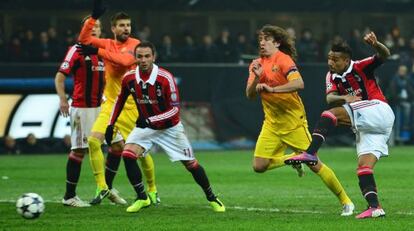 Kevin Prince-Boateng fires AC Milan in front at the San Siro last month.