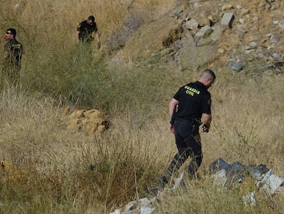 Agentes de la Guardia Civil durante la búsqueda de Mercedes Márquez, desaparecida en Carmona (Sevilla).