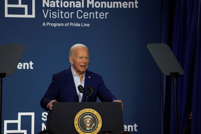 Joe Biden, en la ceremonia de inauguración del Centro de Visitantes del Monumento Nacional Stonewall en Nueva York.