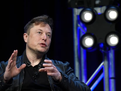 Tesla and SpaceX Chief Executive Officer Elon Musk speaks at the SATELLITE Conference and Exhibition in Washington.