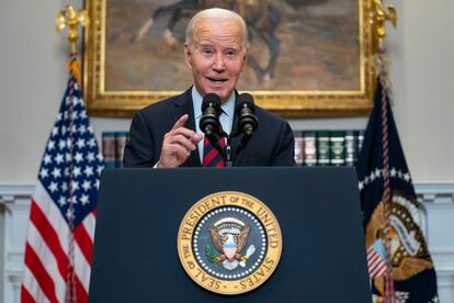 President Joe Biden speaks on student loan debt forgiveness, in the Roosevelt Room of the White House, Oct. 4, 2023, in Washington