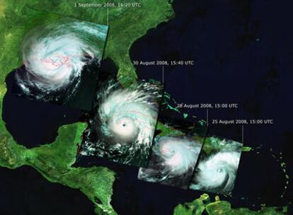 Imagen tomada por satélite del ciclón.