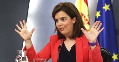 Santamaría, ayer tras el Consejo de Ministros.