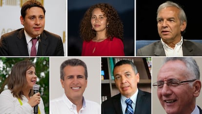 Los nuevos ministros del Gobierno de Gustavo Petro: Mauricio Lizcano, Yesenia Olaya, Ricardo Bonilla, Jhenifer Mojica, Luis Fernando Velasco, William Camargo y Guillermo Alfonso Jaramillo.