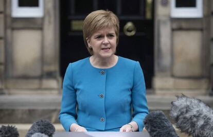 Nicola Sturgeon en una comparecencia el sábado en Edimburgo.