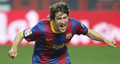 Bojan, durante un partido con el Barcelona en 2011