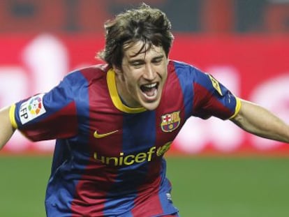 Bojan, durante un partido con el Barcelona en 2011