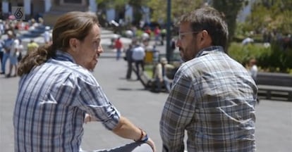 Pablo Iglesias y Jordi Évole, durante la entrevista del programa 'Salvados'.