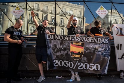 Protesters from the homophobic march in Puerta del Sol.