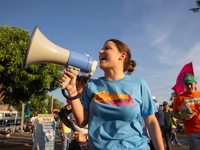 Diana Rojas, una de las contendientes a la alcaldía de Cali, durante un evento de campaña, el 17 de septiembre de 2023.