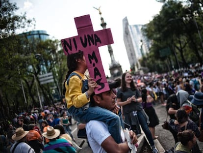 Manifestación contra la violencia machista, en Ciudad de México en 2016.
