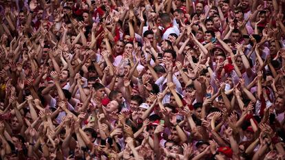 Chupinazo de las fiestas de San Fermín, en Pamplona.